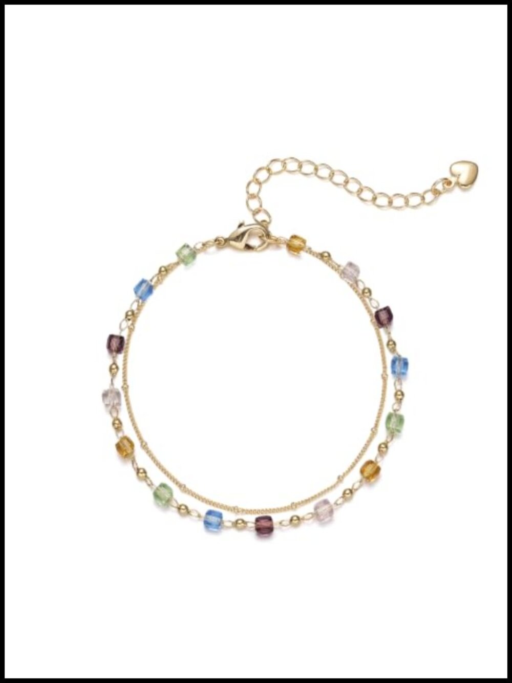 14K Gold Plated Layered Dainty Crystal Beaded Bracelet Boho Adjustable Gift for